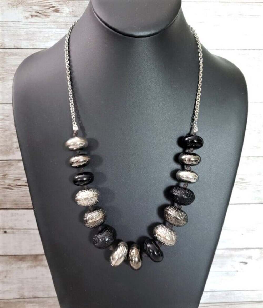 Vintage Necklace - Statement Necklace Metallic Chunky Beads